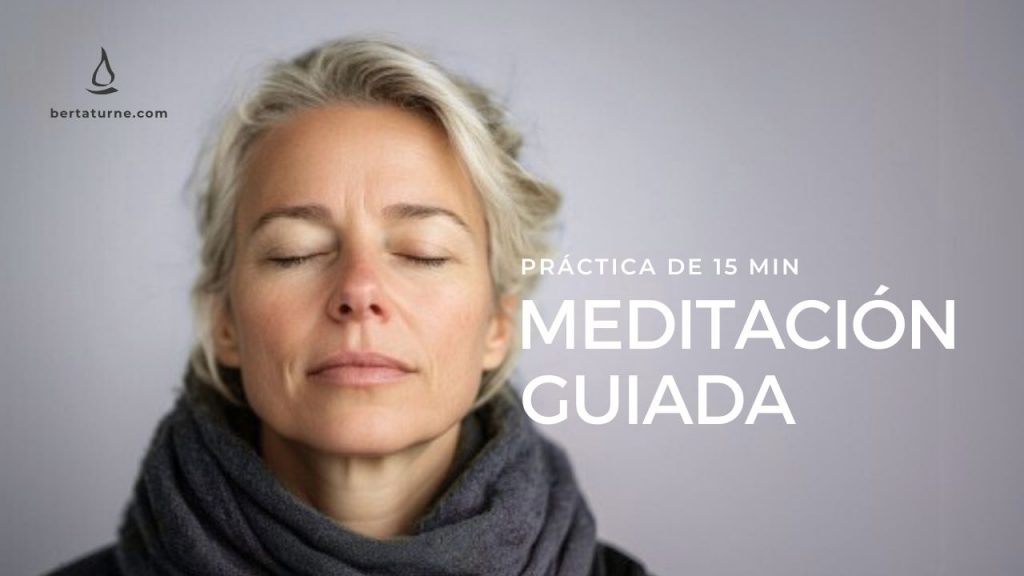 Close-up of a woman with her eyes closed and calm expression doing a meditation practice.